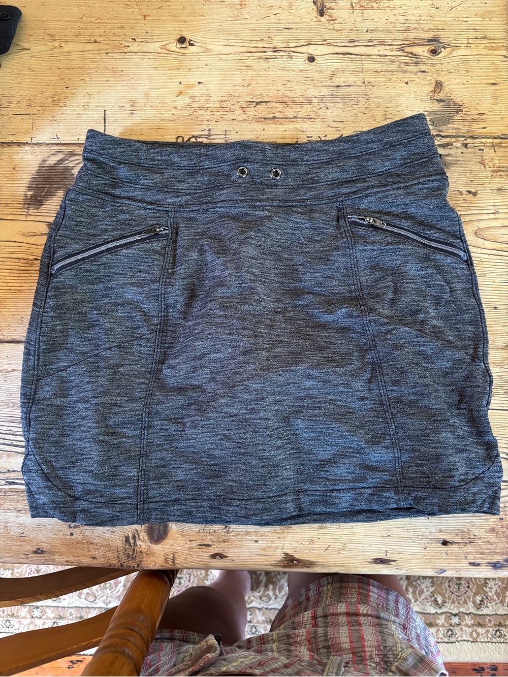Athleta Charcoal Heather Active Mini Skirt with Zip Pockets